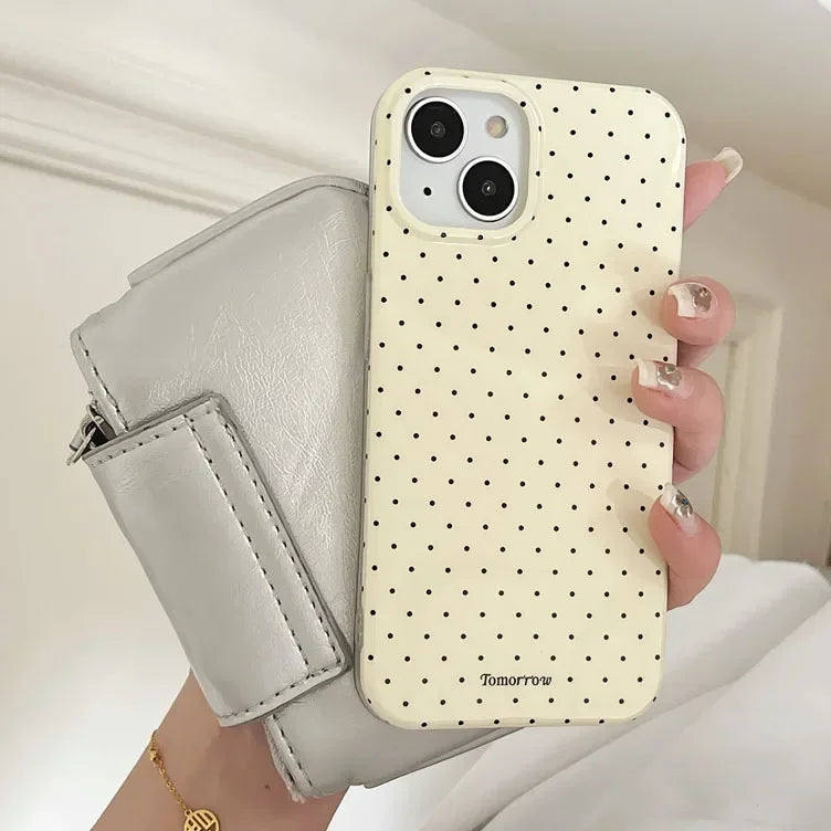 INS Polka Dot Small Fresh Mobile Phone Case for iPhone 15 14 13 12 Pro Max 11 Ultra Slim Shockproof Cover for iPhone 16 Pro Max