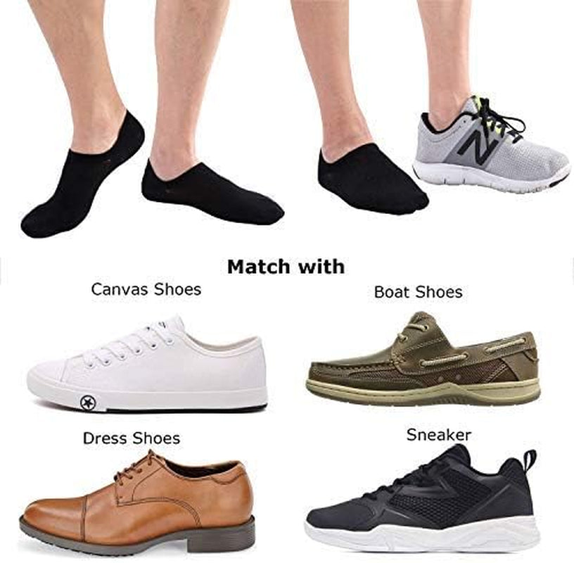 No Show Socks for Men 6/8 Pack Cotton Thin Low Cut Non Slip for Loafer Flats Sneakers 5-8/9-11/12-15