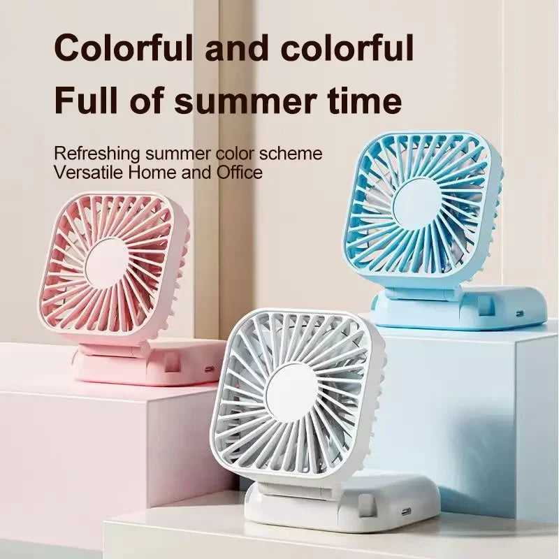 Summer Convenience Strap USB Rechargeable Small Fan Mute Handheld Folding Desktop Multi Range Adjustable Electric Fan Portable