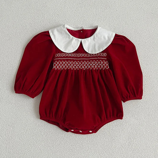 Autumn Newborn Kids Baby Girls Long Sleeve Sweet Solid Color Princess Rompers Infant New Baby Girls Rompers Clothes