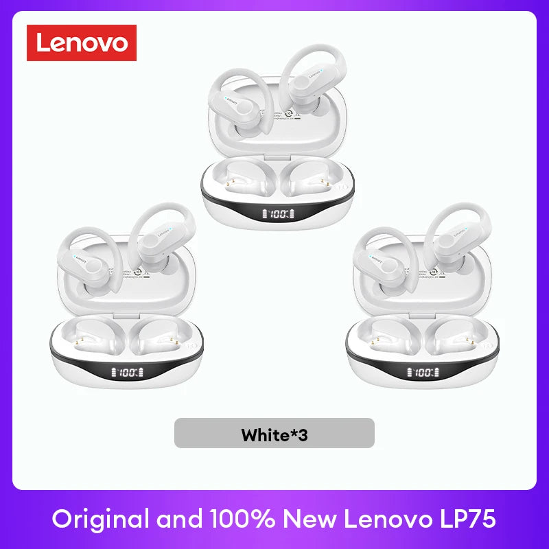 Lenovo LP75 TWS Bluetooth V5.3 headphones are wireless earphones that come with an LED digital display. They provide noise reduction and are waterproof, making them ideal for different activities. These headphones are brand new and perfect for listening t