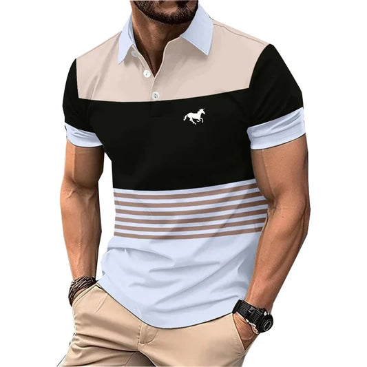 Logo Print Men Clothes Summer Lapel Polo Shirt Men Short Sleeve Casual Golf Polo Shirt .