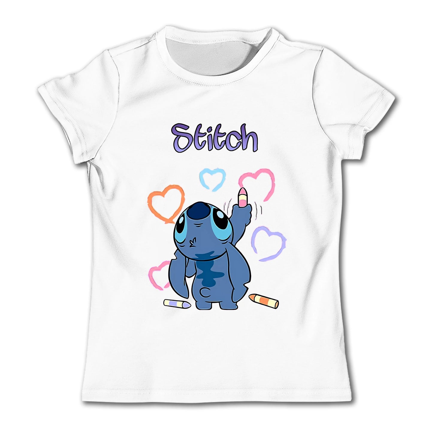 Girls Kawaii Stitch T-shirt Child Girl Clothing Toddler Tees Children Clothes 2024 Summer Short Sleeve Kids Boy Cartoon Tee Tops