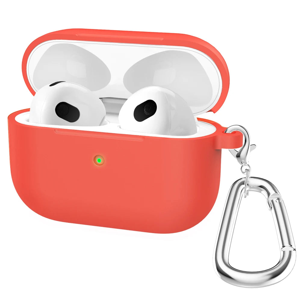 Liquid Silicone Cases For Apple New AirPods 3 case Wireless Bluetooth earphone Case With Hook For Air Pods 3 cover Accessories