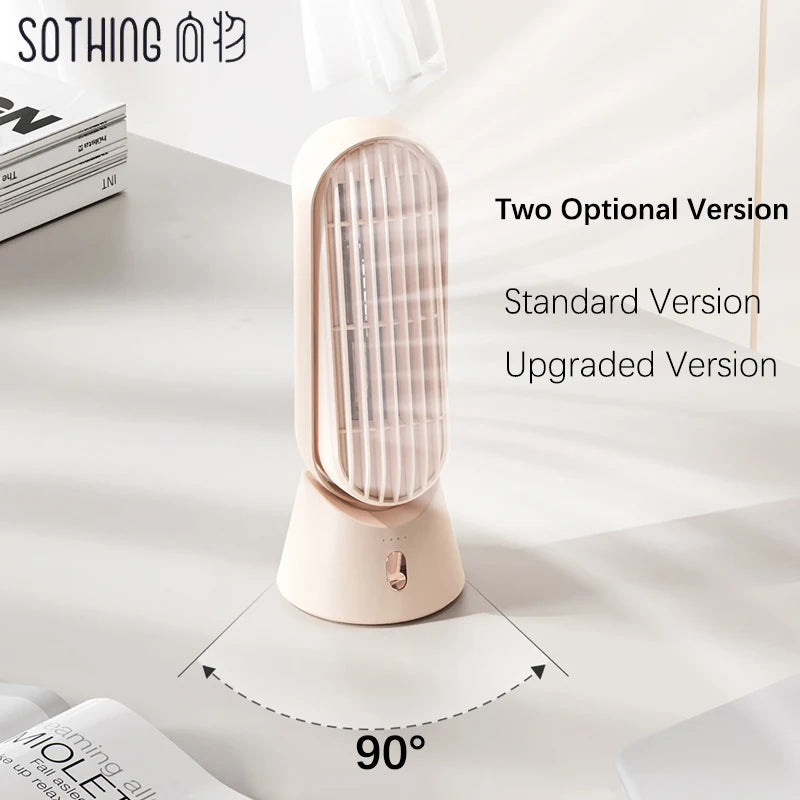 Sothing Desktop Tower Fan Bladeless Type C Mini Desk Fan Shaking Head Standard/Rechargeable Version 4000mAh Battery