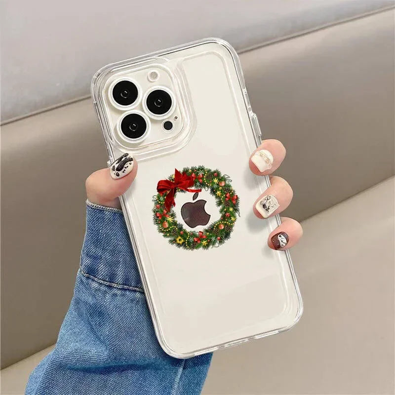 Funny Cartoon New Year Christmas Santa Phone Case for iPhone 16 15 14 13 12 11 Pro Max Mini X XS SE 7 Plus Shockproof Soft Shell