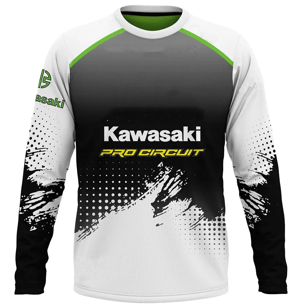 Kawasaki Motorcycle Racing Team Men T-shirt Long Sleeve Spring Autumn Women Tee Shirts 2024 New Sports Children Clothes Tops