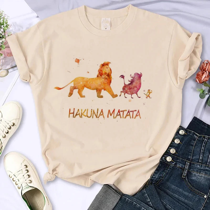 Funny Kawaii 90s The Lion King T-shirt Funny Disney T Shirt Harajuku Hakuna Matata Tshirt Women Top Tees Female Clothes