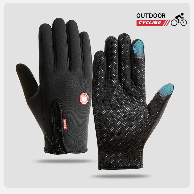 Men's cycling gloves designed for touchscreen use, keeping your hands warm while biking, exercising, or driving. These gloves are waterproof, thermal, and non-slip, making them ideal for outdoor activities and motorcycle riding. Perfect for both me