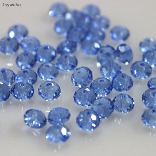 Isywaka Light Blue Colors 4*6mm 50pcs Rondelle  Austria faceted Crystal Glass Beads Loose Spacer Round Beads for Jewelry Making