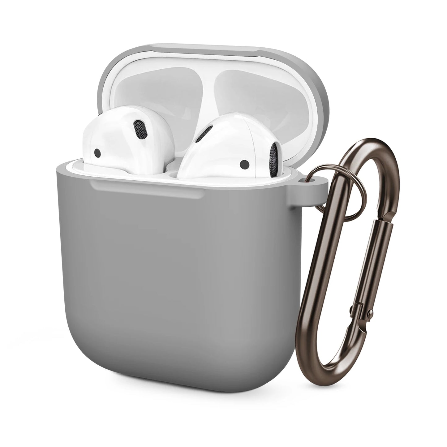 Soft Silicone Protective Case For Airpods 2 1 Wireless Earphone Case Cover For Apple Air Pods 1 2 Headphones Case With Carabiner