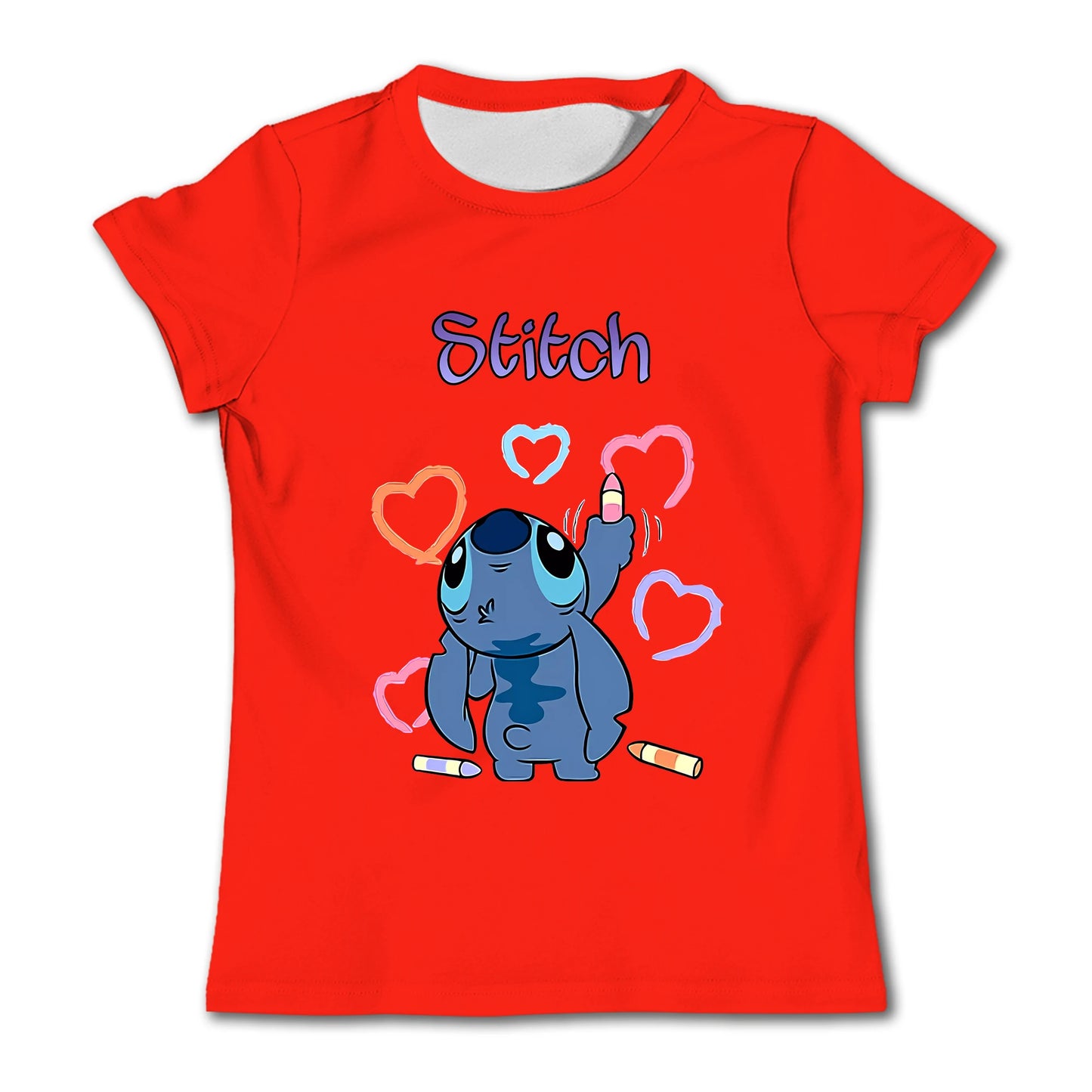 Girls Kawaii Stitch T-shirt Child Girl Clothing Toddler Tees Children Clothes 2024 Summer Short Sleeve Kids Boy Cartoon Tee Tops