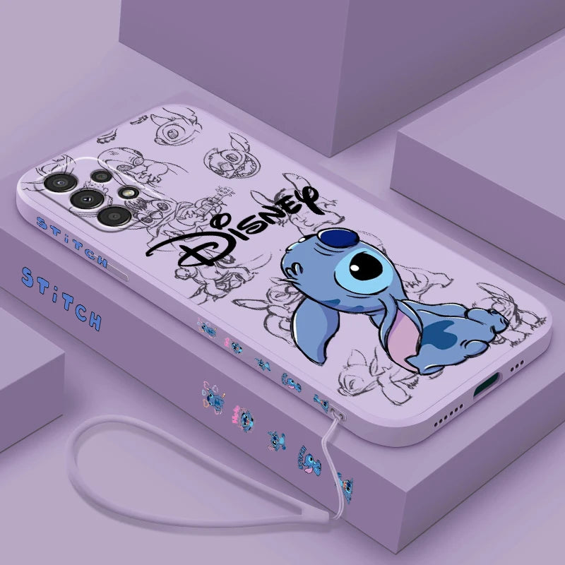 Lilo & Stitch Disney For Samsung A72 A54 A53 A52 A42 A34 A32 A25 A24 A23 A22 A15 A14 A13 A12 Liquid Left Rope Phone Case