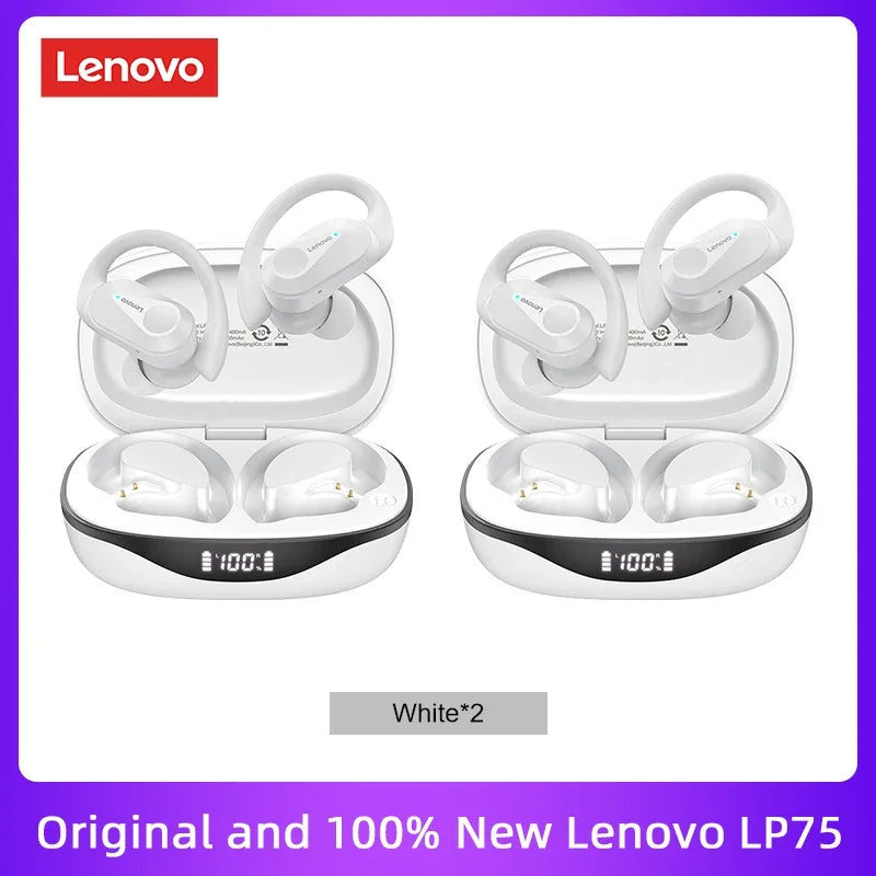 Lenovo LP75 TWS Bluetooth V5.3 headphones are wireless earphones that come with an LED digital display. They provide noise reduction and are waterproof, making them ideal for different activities. These headphones are brand new and perfect for listening t