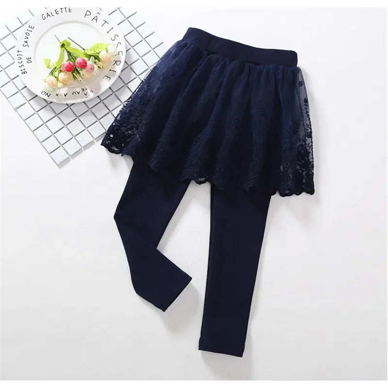 New Baby Girls Leggings Lace Princess Skirt-pants Spring Autumn Children Slim Skirt Trousers for 2-7 Years Kids Clothes