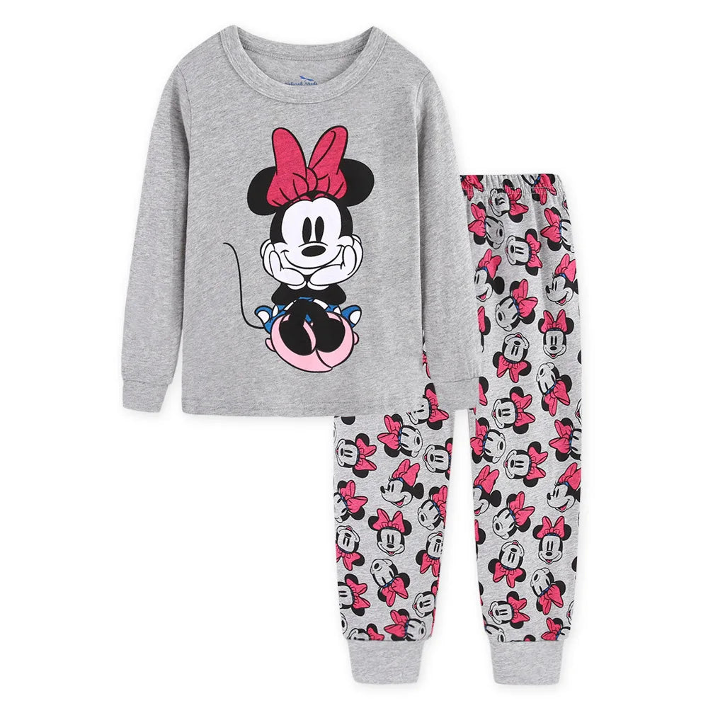 Spring Autumn Girls Minnie Children's Clothing Sets Sleepwear Thanksgiving Nighty Clothes Kids Pajamas Set Baby Girls Pyjamas