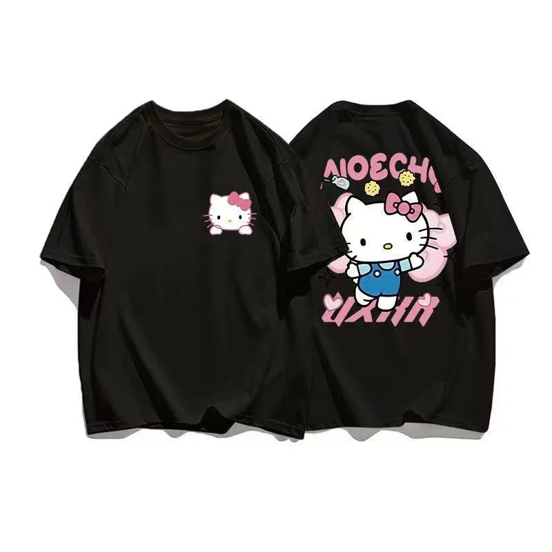 Summer Hello Kitty casual short-sleeved T-shirt for women loose Korean fashion Y2K top Sanrio clothes streetwear T-shirt