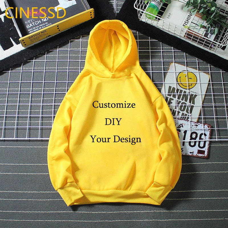 Customize Diy Your Own Design Kids Hoodies White Pink Yellow Cap Sweatshirts Winter Baby Children's Clothes Teen Top Tracksuit