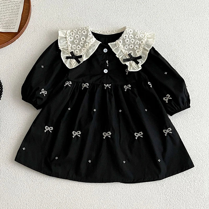 New Kids Baby Girls Long Sleeve Sweet Embroider Sisters Rompers Spring Autumn Kids Baby Girls Children Clothes Dress