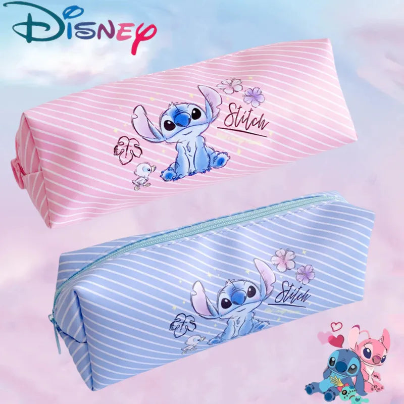 New Disney Stitch Anime Pencil Case Stitch Print Pen Bag Cartoon Students Storage Bag Stationery kids Toy Christmars Gift