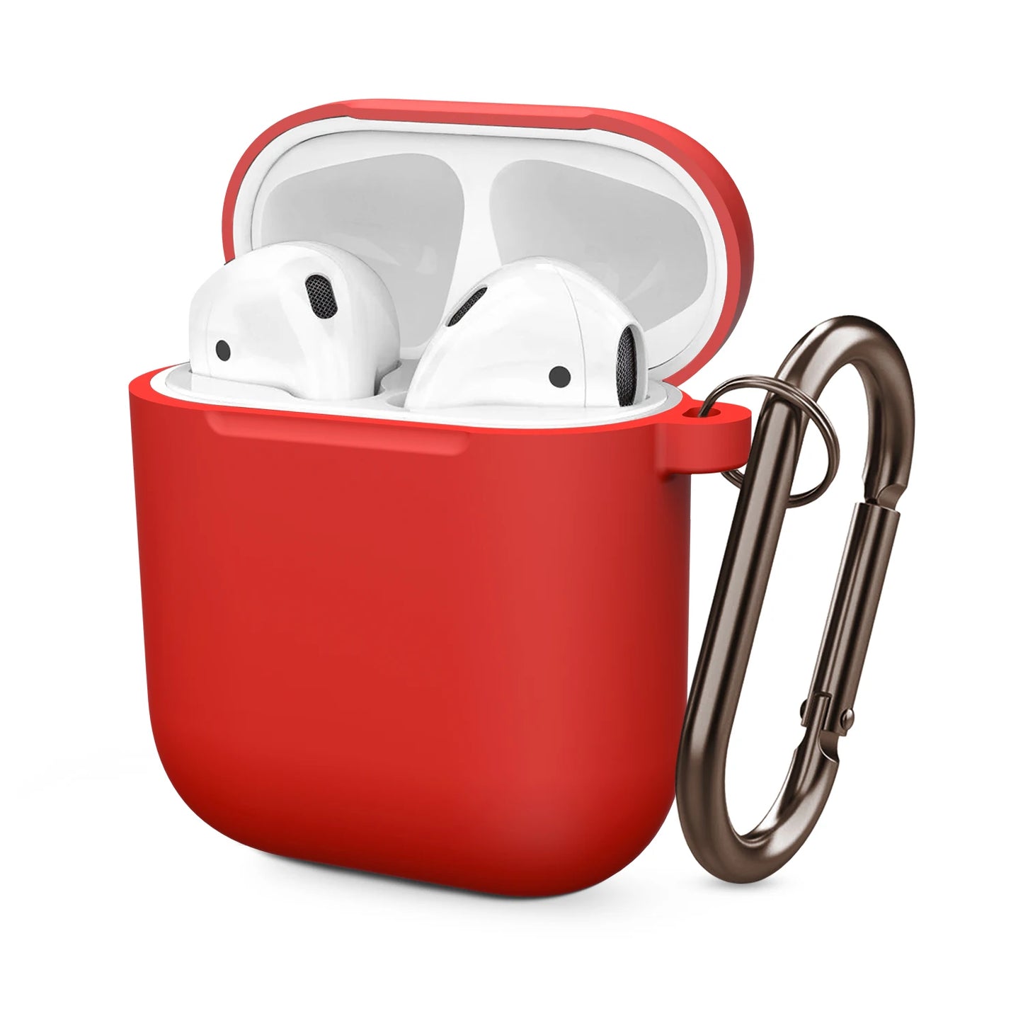 Soft Silicone Protective Case For Airpods 2 1 Wireless Earphone Case Cover For Apple Air Pods 1 2 Headphones Case With Carabiner