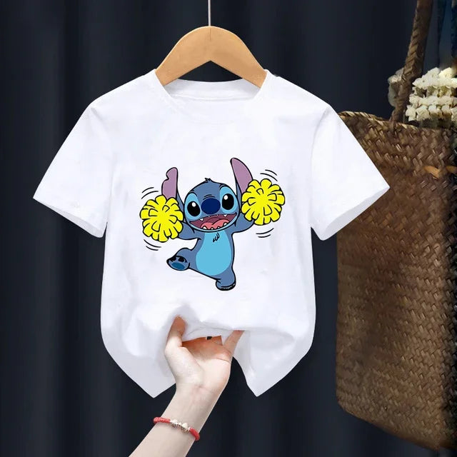 Disney Lilo Stitch Children T-Shirt Kawaii T Shirt Anime Cartoons Children Casual Clothes Tee Shirt Kid Girl Boy Fashion Y2K Top