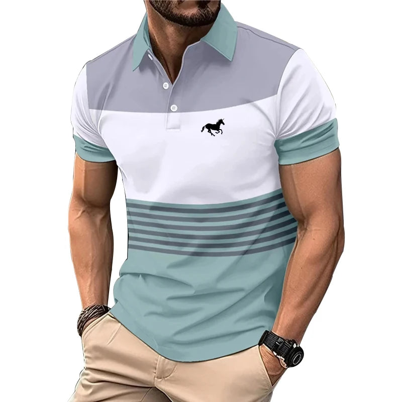 Logo Print Men Clothes Summer Lapel Polo Shirt Men Short Sleeve Casual Golf Polo Shirt .