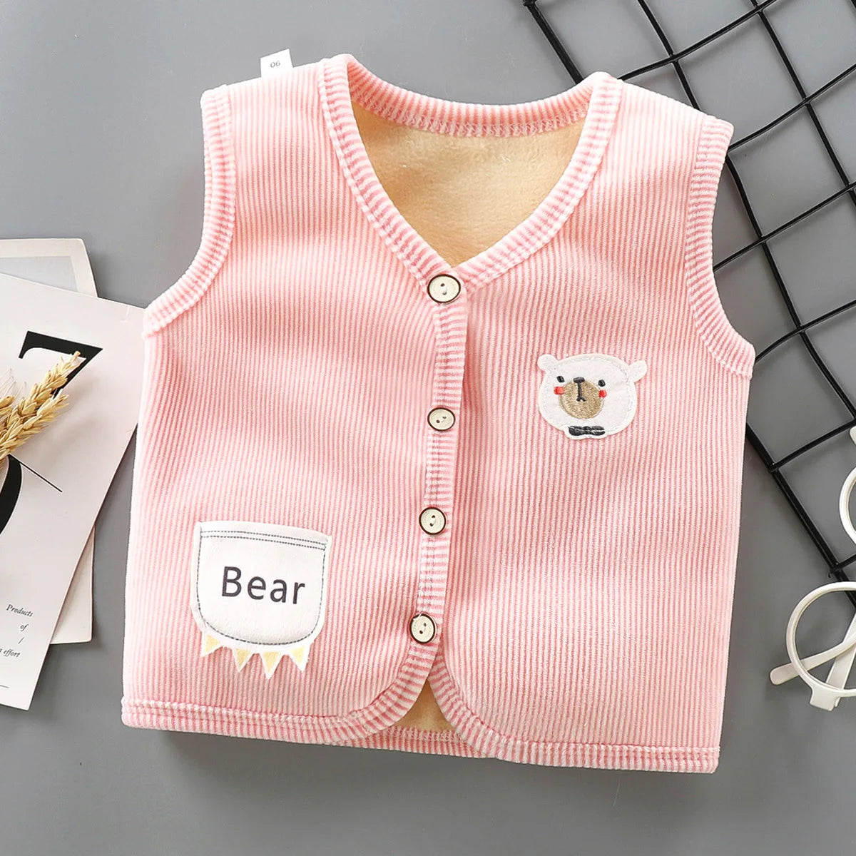 Kids Clothes Waistcoat Children's Vest  Boy Girl Thicken Velvet lining Keep Warm Jackets Vest Children's Clothing  Autumn Winter