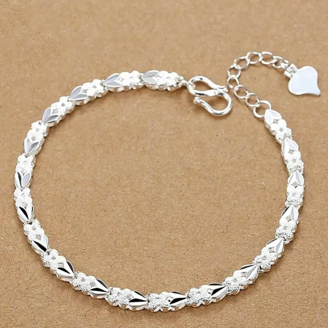 Noble 925 Sterling Silver Square Solid Chain Bracelet For Women Men Charm Party Gift Wedding Fashion Jewelry