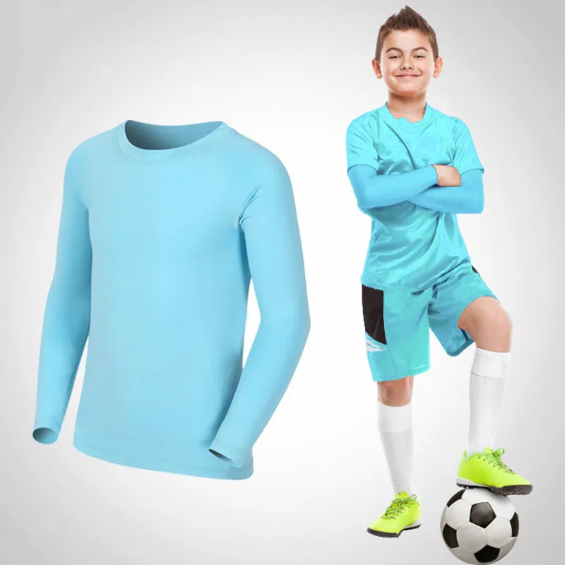 Kids Children Boy Girl Running Long T Shirt Fitness Sport Basketball Football Outdoor Hiking Jogging Riding Soccer Clothes J25