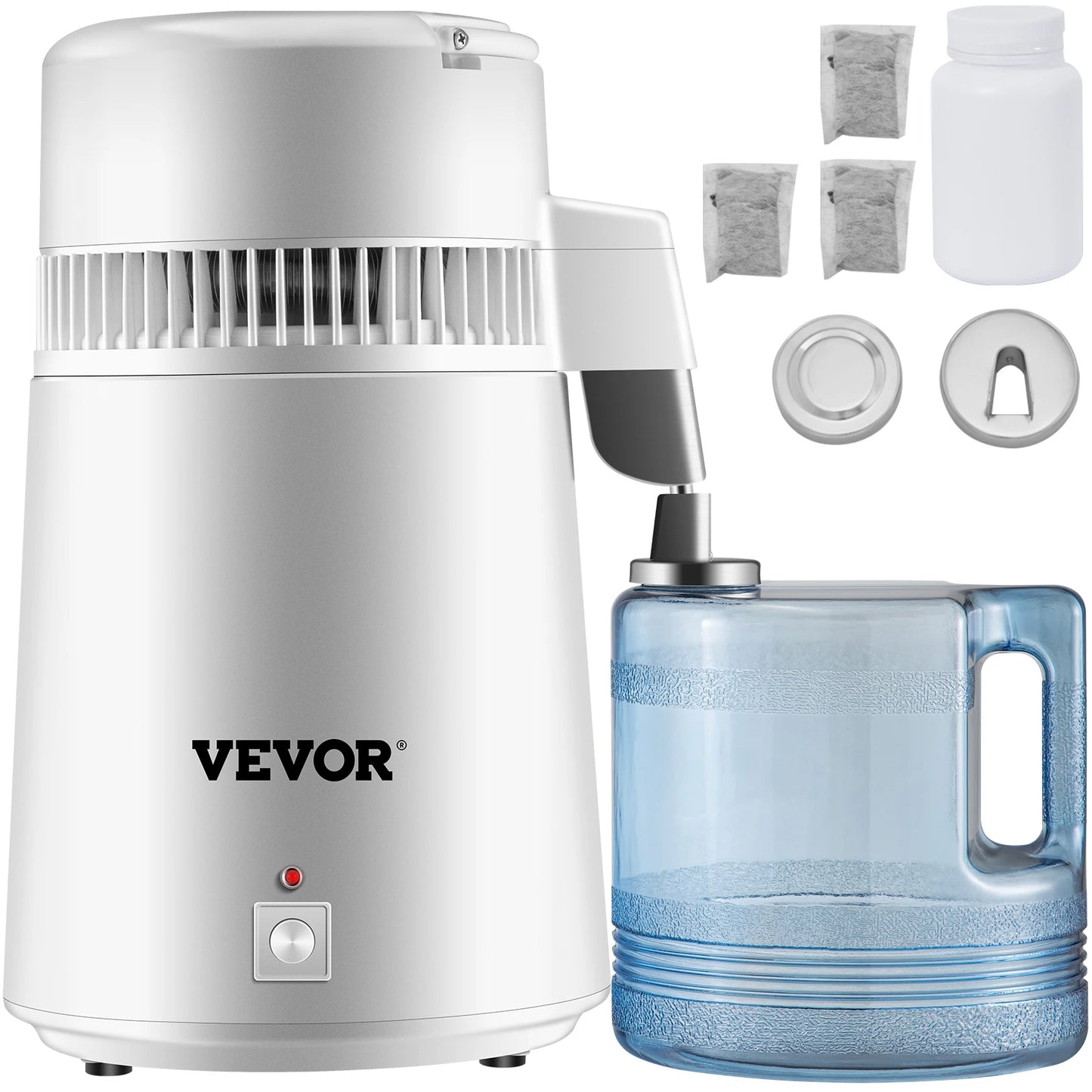 VEVOR 4L Water Distiller Purifier Filter Dispenser Heating Drinking Bottle Softener 304 Stainless Steel for Office Homes