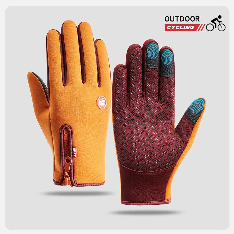 Men's cycling gloves designed for touchscreen use, keeping your hands warm while biking, exercising, or driving. These gloves are waterproof, thermal, and non-slip, making them ideal for outdoor activities and motorcycle riding. Perfect for both me