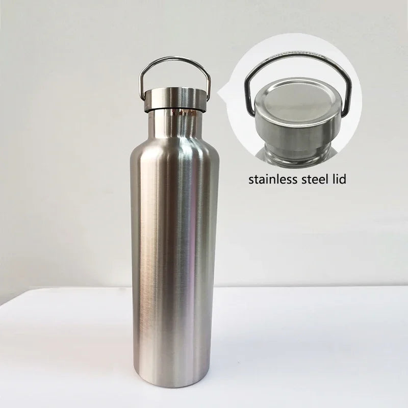 Stainless Steel Water Bottle with handle 1000ml/750ml/500ml/350ml Sport metal Flasks Travel Cycling Hiking Camping bicycle flask