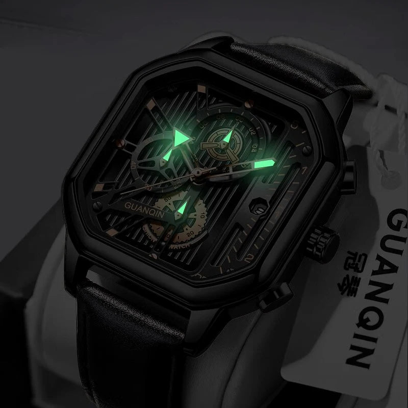 GUANQIN Men's Luxury Luminous Watch Quartz Watch Men's Sports Watch Chronograph Waterproof Military Clock Relogio Masculino