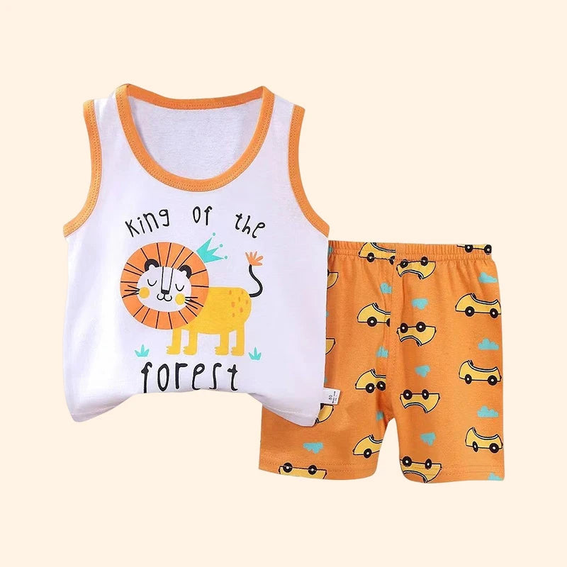 Children Sets Kids Vest Suit 2PCS Set Summer Cotton T-Shirt Girl Shorts Clothes Children Boys Girls Sleeveless Suit Wear Cloth