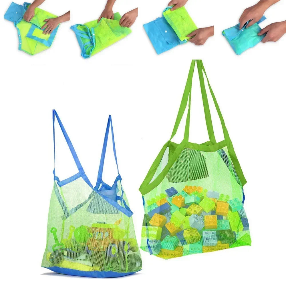 Large Beach Toy Mesh Bag Children Sand Away Protable Mesh Bag Kids Toys Storage Bag for Toys Clothes Towels Sundries Storage Bag