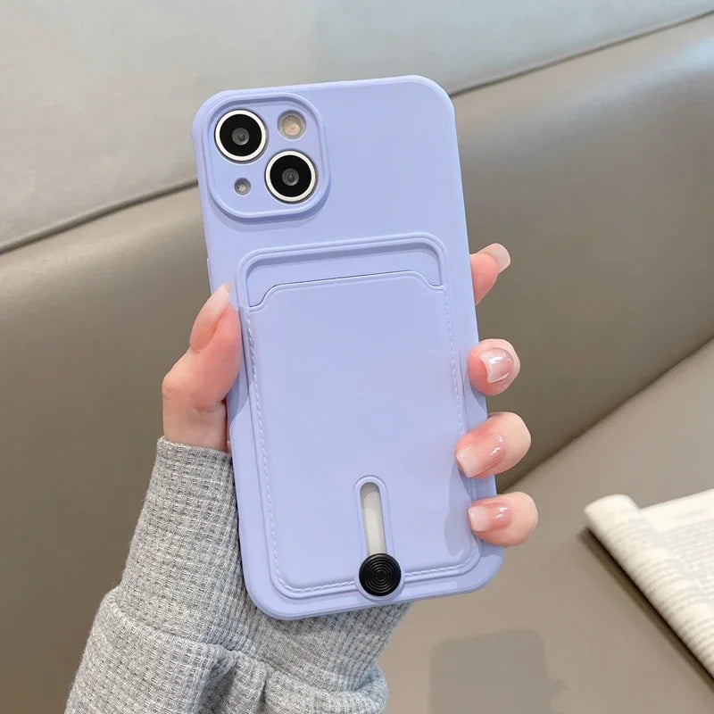 with card holder phone case for iphone 16 13 14 12 11 15 pro max soft cover case for iphone x xs xr max funda Camera protection