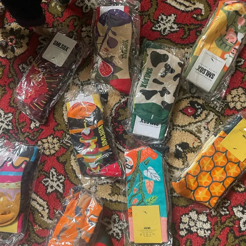 1 Pair Man Women Sock Original AB Tide Socks Colorful Socks Flowers Fruits Candy Cotton Socks Daily Friend Get-together Gifts