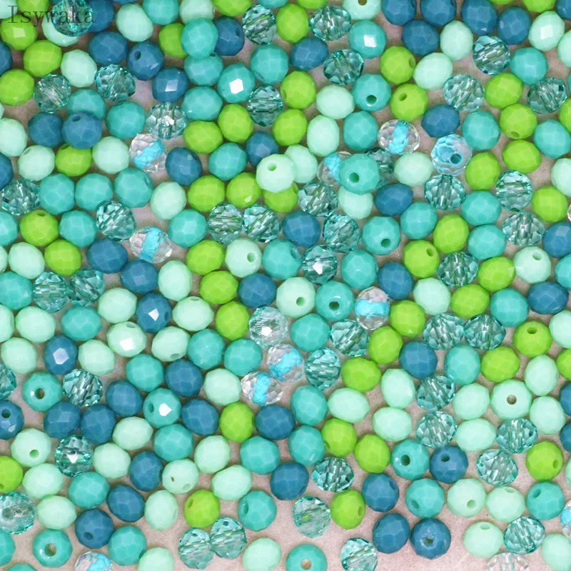 Isywaka Light Blue Colors 4*6mm 50pcs Rondelle  Austria faceted Crystal Glass Beads Loose Spacer Round Beads for Jewelry Making