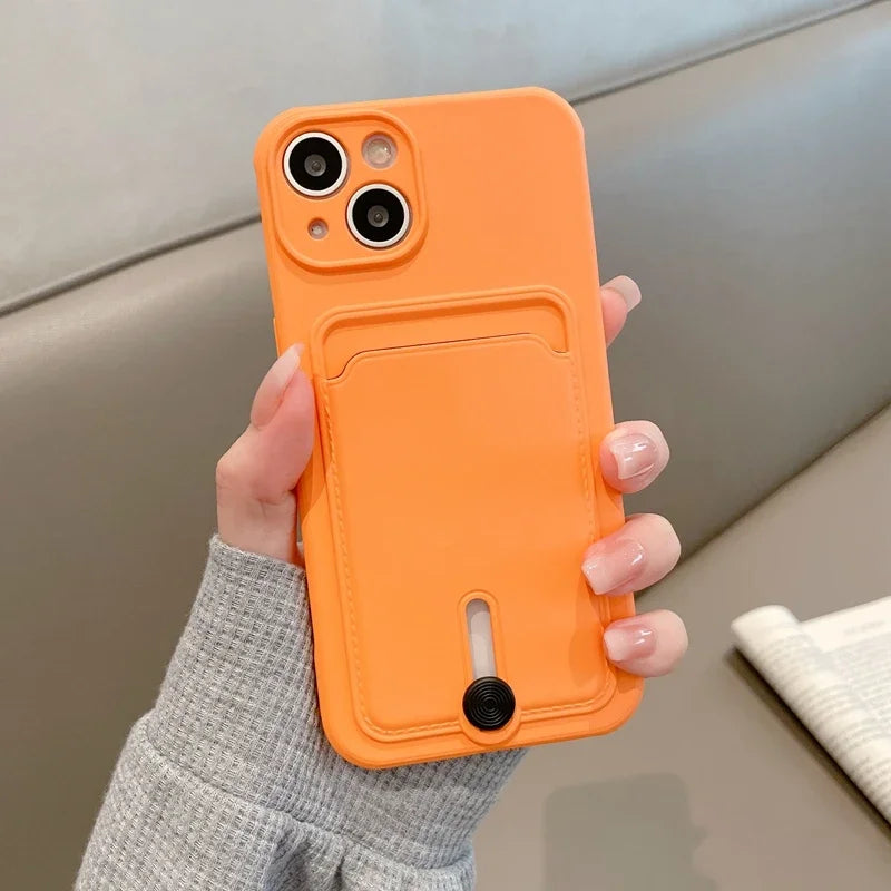 with card holder phone case for iphone 16 13 14 12 11 15 pro max soft cover case for iphone x xs xr max funda Camera protection