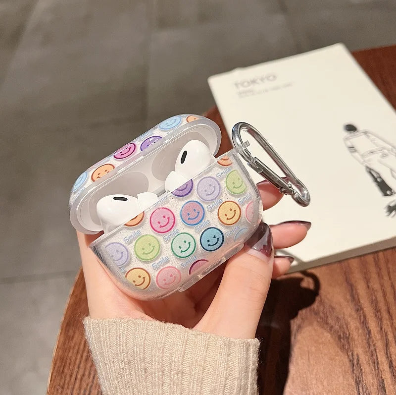 For AirPods Pro 2nd Case Glitter Shiny Cartoon Soft Silicone Cover For AirPods 3 1 2 Girls Colorful Heart Earphone Charging Box