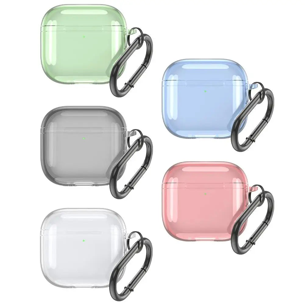 Translucent Protecitve Case For AirPods 4 Premium Sleeve Cover For AirPods 4th Generation Case Drop Protector with Carabiner