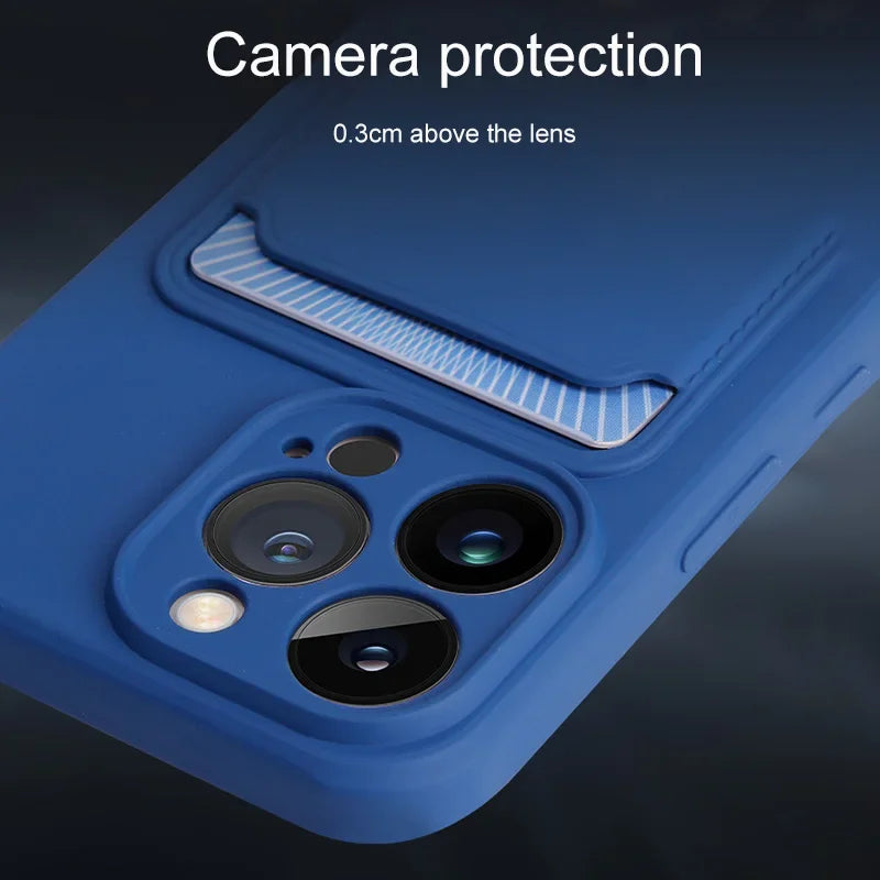 with card holder phone case for iphone 16 13 14 12 11 15 pro max soft cover case for iphone x xs xr max funda Camera protection